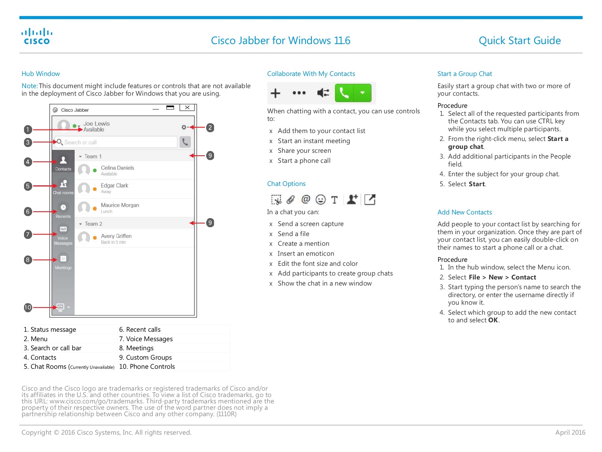 Cisco Jabber Quick Start 11.6 pg 2